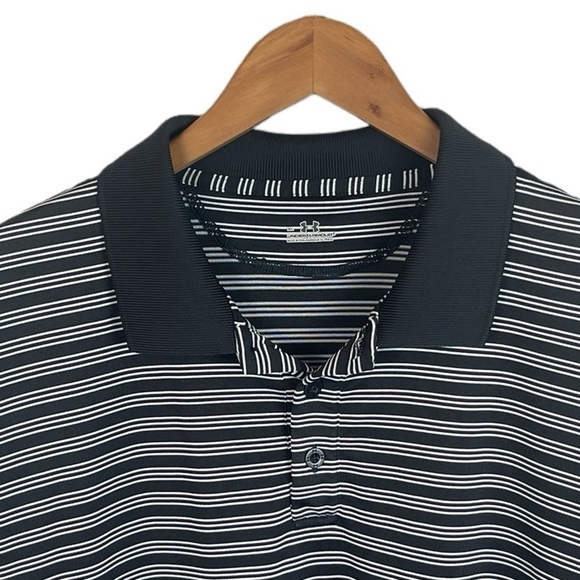 PO754 Men’s Under Armour Performance Striped Short Sleeve Golf Polo Shirt XL - Picture 3 of 4